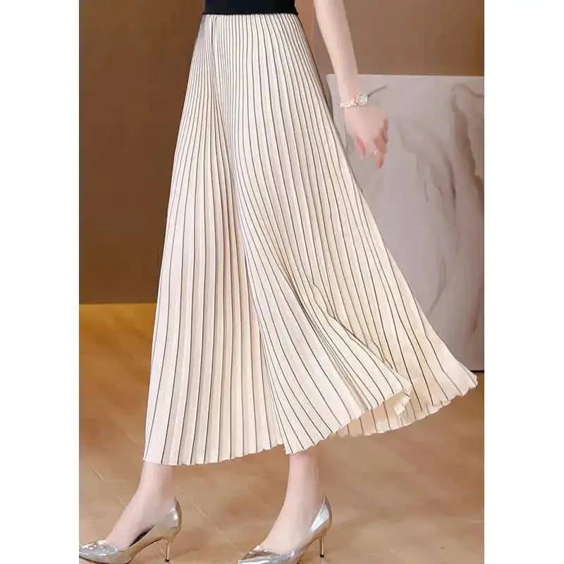 Women's Wide-leg Pants 2025 Spring Summer Loose Korean Version Ladies Leisure Pleated Trousers Elegant Straight Femme Pants