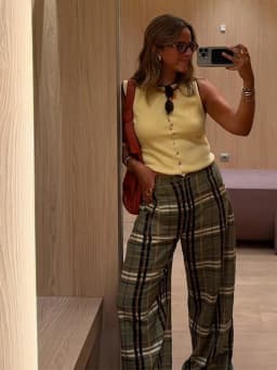 Casual Plaid Print Lace Up Bloomers Women Loose Elastic Waist Lantern Long Pants Autumn Lady Street Fashion Trousers 2025 New