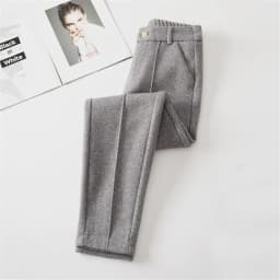 Women's Wool Dress Pants Casual Jogger Style Office Wide Trousers Woolen Cropped Pants OUC2533
