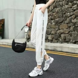 Women's Summer Thin Hollow Sports Pants 2025 New Female Ankle-Length Pants Lady Casual Loose Versatile Bind One's Feet Pants
