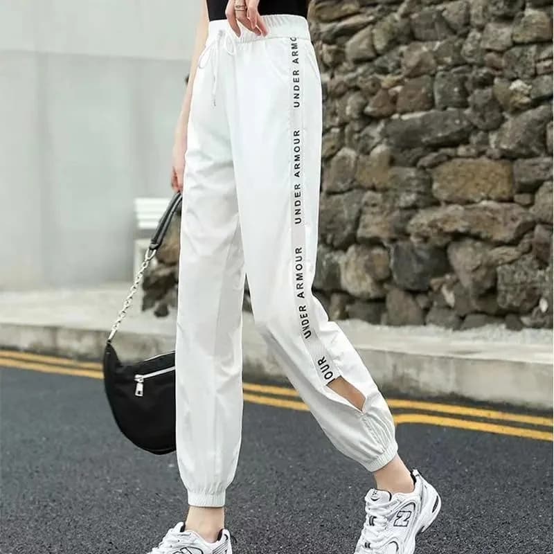 Women's Summer Thin Hollow Sports Pants 2025 New Female Ankle-Length Pants Lady Casual Loose Versatile Bind One's Feet Pants