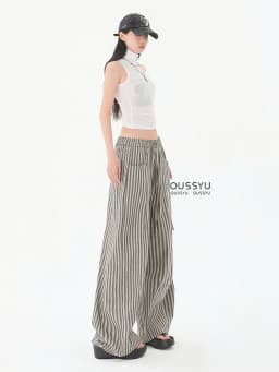 Summer Luxury Linen Fabric Stripe Casual Pants Women Loose Wide Leg Floor Pant Female Fashion Trend Cozy Trousers Girl XS-XXL