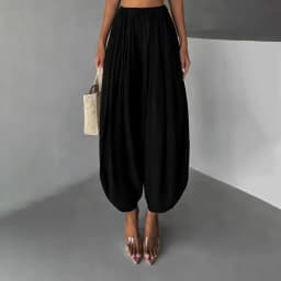 OMSJ Elegant Fashion Loose Fit Lantern Pants Women's Solid Color High Waist Pleated Comfortable Casual Trousers Party Streetwear