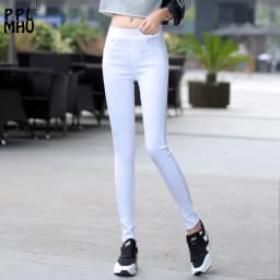 Women Spring Summer Elastic High Waist Pencil Pants Mother Gym Sport Basic Skinny Pantalon Korean Fashion Stretch White Leggings