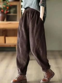 Corduroy Autumn Winter Pants Casual High Waist Warm Women Pantalones Vintage Ankle-length Jogger Fashion Trousers