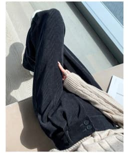 Korean Fashion 2025 Women's Pants Winter Plus Velvet Wide Leg Pants Casual Woman Pant High Waist Straight Women Loose Trousers