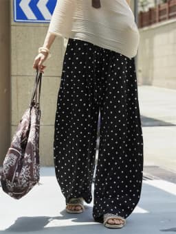 HanOrange 2026 Summer Retro Lazy Linen Polka Dot Wide Leg Pants Women High Waist Hanging Feeling Pants Black/Khaki