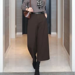 Wool Temperament BootPants Women's Autumn and Winter Wide-LegPants Slimming High WaistStraightCroppedPants CasualPants with Belt