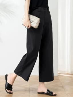 Slimming High Waist Wide Leg Pants Nine Points Loose Fit Casual Straight Leg Thin Summer Trousers for Women Korean Style