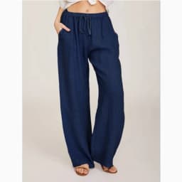 Summer Autumn Women Fashion Cotton Linen Pants Elastic Waist Loose Straight Pants Female Casual Solid Color Versatile Trousers