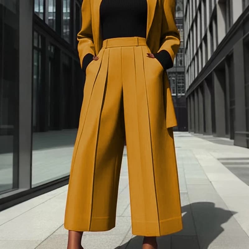 Krisstargirls 2026 Women's Wide Leg Party Pants Spring Pleated Office Casual Loose Culottes Fashion Evening Trousers Urban Lady