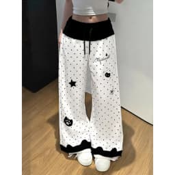 Kawaii Women Casual Pants Harajuku Cartoon Print Y2K Subculture Chic Loose Trousers Street Bottoms for Hot Girls Daily Outfit