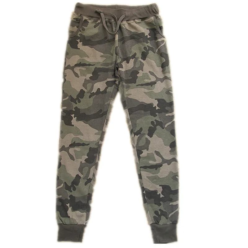 Women's Camouflage Army Green Pants Cotton Sports Jogging Trousers Lace Up Elastic Waist Casual Sweatpants