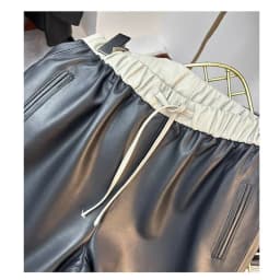 Pants For Women Genuine Leather Classic Female Straight Pipeline Suit Taller Trousers Long Legs Casual Streetwear Elastic Waist