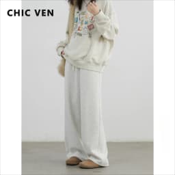 CHIC VEN Women Sports Sweatpants Loose New Elastic High Waisted Fleece Casual Pants Female Full Trousers Autumn Winter 2024