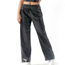 Women Adult Shiny Straight Leg Pants Casual High Waist Metallic Pants Super Long Holographic Pants Disco Bottoms