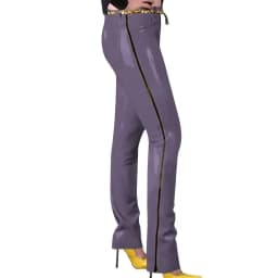Fashion Glossy PVC Pencil Pants Punk Gothic Glossy Faux Leather Trousers Sexy High Waist Unisex Leggings with Zipper and Pocket