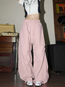 Y2K Streetwear Wide Leg Cargo Pants Women High Waist Drawstring Loose Punk Trousers American Fashion Hip Hop Parachute Pants New