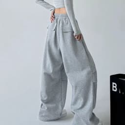 2025 New Harajuku Wide Leg Sweatpants Women Streetwear Baggy Oversize Gray Sports Pants Woman Drawstring Casual Joggers Trousers
