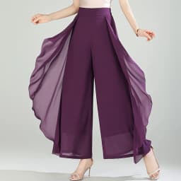 ZUZK Summer Ruffles Chiffion Pants Elastic Waist White Pants Women Fashion Lady Dance Pants baggy pants Wide Leg Pants