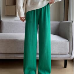 2025 Winter Fleece Lined Warm Pants Women Solid Color Wide Leg Pants Woman Comfortable Elastic High Waist Trousers Female