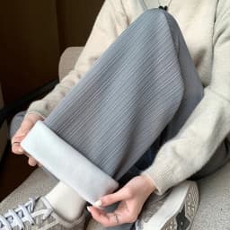 2025 Winter Fleece Lined Warm Pants Women Solid Color Wide Leg Pants Woman Comfortable Elastic High Waist Trousers Female
