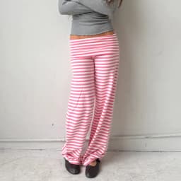 Women Summer y2k Vintage Striped Print Wide Leg Yoga Pants Fold Over Low Waist Casual Slim Loungewear Pants Trousers Streetwear