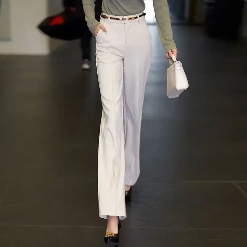 Straight Leg Work White Baggy Loose Tailoring Clothes High Waist Office Female Pants Trousers for Women Aesthetic All Medium 90s