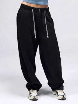 Streamgirl Warm Pants For Women Winter Brown Wide Leg Fleece Sweatpants Women Baggy Sport Winter Thick Velvet Warm Trousers