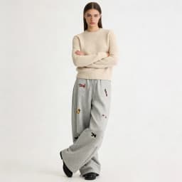 Cartoon Sausage Dog Embroidery Y2k Sweatpants Women American Retro High Waist Wide Leg Pant Streetwear Boyfriend Baggy Pants