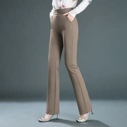 Women's Black Elastic Waist Pants, Fashion Slim Flare Pant, Khaki Camel Trousers, Navy Blue Pantalones Female, Asian Size S-10XL