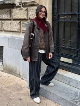 Fashion Striped Barrel Pants Women's High Waist Loose Wide Leg Button Casual Trousers 2026 Spring New Lady Comfortable Bottoms
