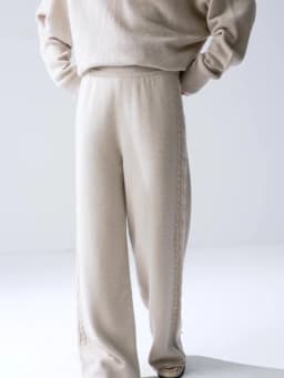 CHICUU Women's 100% Cashmere Pants Wide Leg Pants Autumn Winter Thickness Simple Casual Style Cashmere Knitted Trousers