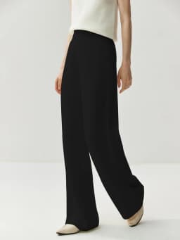 CHICUU Women's 100% Cashmere Pants Wide Leg Pants Autumn Winter Thickness Simple Casual Style Cashmere Knitted Trousers