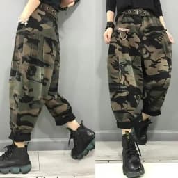 New Arrival 2024 Spring Autumn Women High Waist Ankle-length Loose Vintage Jeans camouflage Cotton Denim Harem Pants