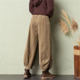 Corduroy Lantern Wide-Leg Pants Women High Waist Trousers 2025 Autumn New Corduroy Loose Pocket Khaki Black Pants Female