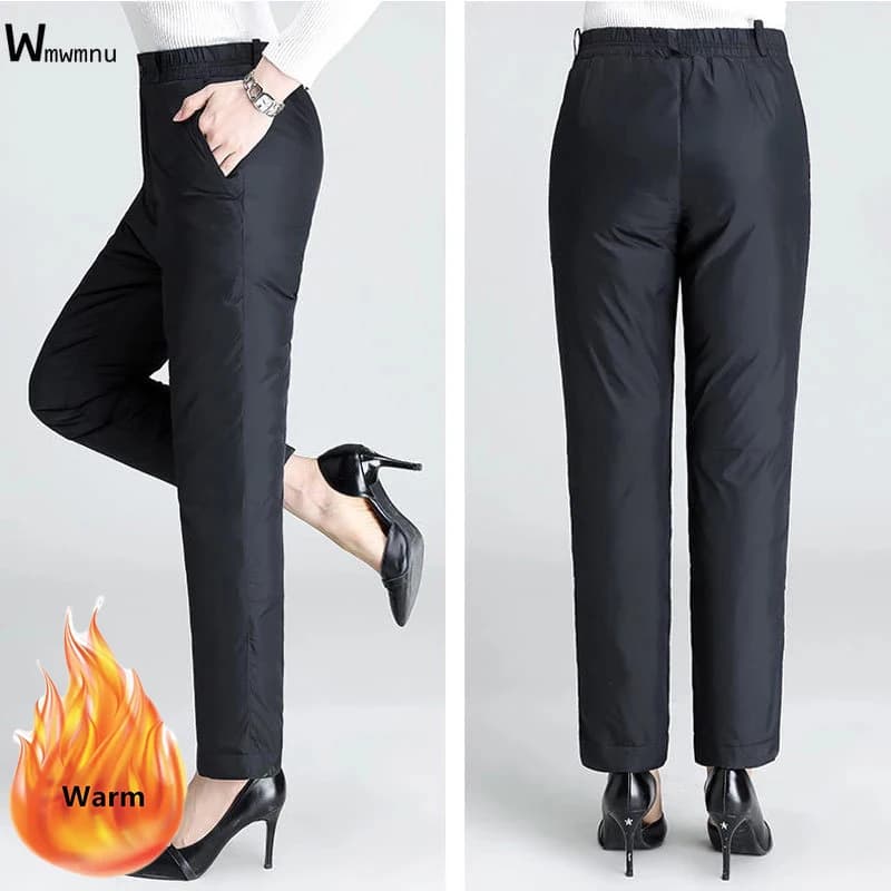 Oversize 5xl Warm 90% Duck Down Pants Women Snow Wear Black High Waist Baggy Trousers Mom Elegant Thicken Windproof Pantalones