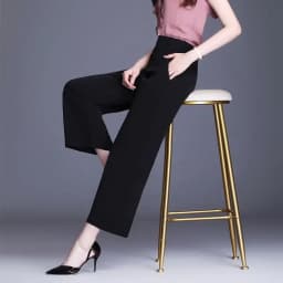 2025 New Elegant Wide Leg Red Pants Women Casual High Waist Elastic Solid Korean OL Fashion Straight Trousers Black Outfits