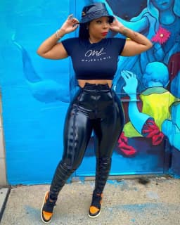 CM.YAYA Women Faux Leather Zipper Splicing Pants Leggings High Waist Pencil PU Trousers Draped Streetwear Pants