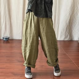 100% Linen Women Casual Trouses New Arrival 2025 Spring Vintage Style Plain Color Loose Female Cotton Linen Harem Pants M733