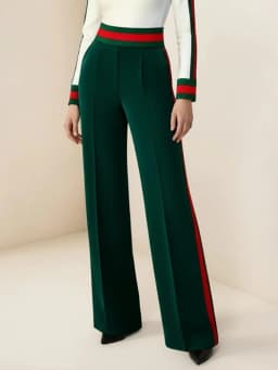 Modigirl Women's Spring Vintage Green Wide Leg Pants 2026 High Waist Contrast Color Striped Side Formal Evening Ladies Trousers