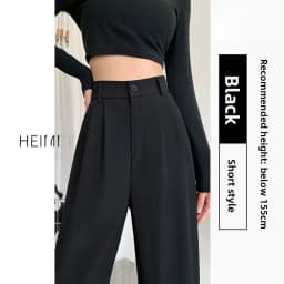 Black High Waist Wide Leg Pants Women's Loose Fit Slim Version Straight Cut Suit Trousers Summer New Arrival Casual Pants