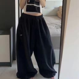Elegant Women's Pants Fashion High Waist Drawstring Pockets Streetwear Loose Stretchy Legging Casual Joggers Wide Leg Trousers