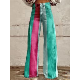 Retro Stripe Flare Pants for Women Sexy High Waist Wide Leg Trousers Fall Fashion Casual & Party Palazzo Pants Daily Wear
