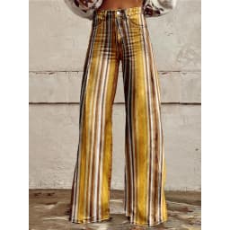 Retro Stripe Flare Pants for Women Sexy High Waist Wide Leg Trousers Fall Fashion Casual & Party Palazzo Pants Daily Wear