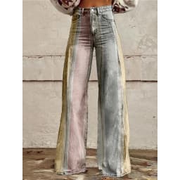 Retro Stripe Flare Pants for Women Sexy High Waist Wide Leg Trousers Fall Fashion Casual & Party Palazzo Pants Daily Wear