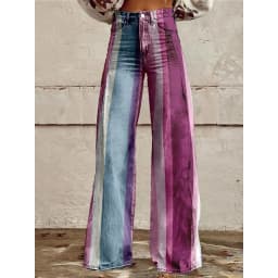Retro Stripe Flare Pants for Women Sexy High Waist Wide Leg Trousers Fall Fashion Casual & Party Palazzo Pants Daily Wear