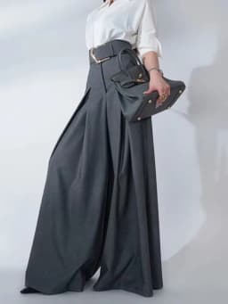 Krisstarsgirls Elegant Urban Office Loose Pants for Woman 2025 Autumn Spring Full Length Bottoms Womens’s Gray Wide Leg Trousers