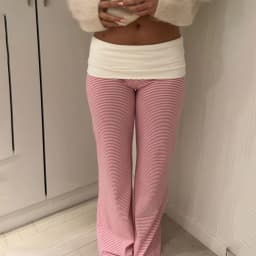 Casual Women Wide Leg Sweatpants Low Rise Flare Lounge Pant Bell Bottoms Y2K Trousers Fold Over Yoga Pants
