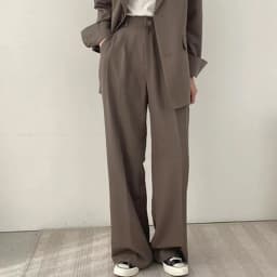 Temperament Wide Leg Suits Pants Women Autumn Winter Button High Waist Pants Woman Pleated Solid Color Straight Trouser Ladies
